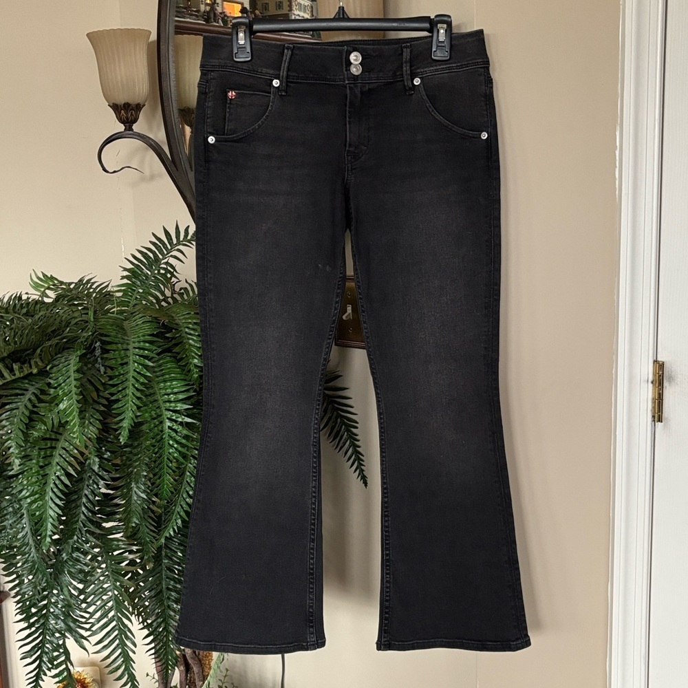 Hudson Collin Midrise Bootcut Crop Black Wash Stretch Jeans